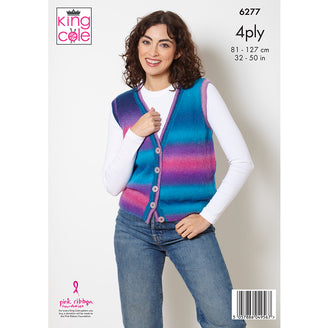 Cardigan and Waistcoat in King Cole Rebel 4Ply - 6277 - Leaflet