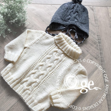 Cable Sweater with Matching Hat - P102