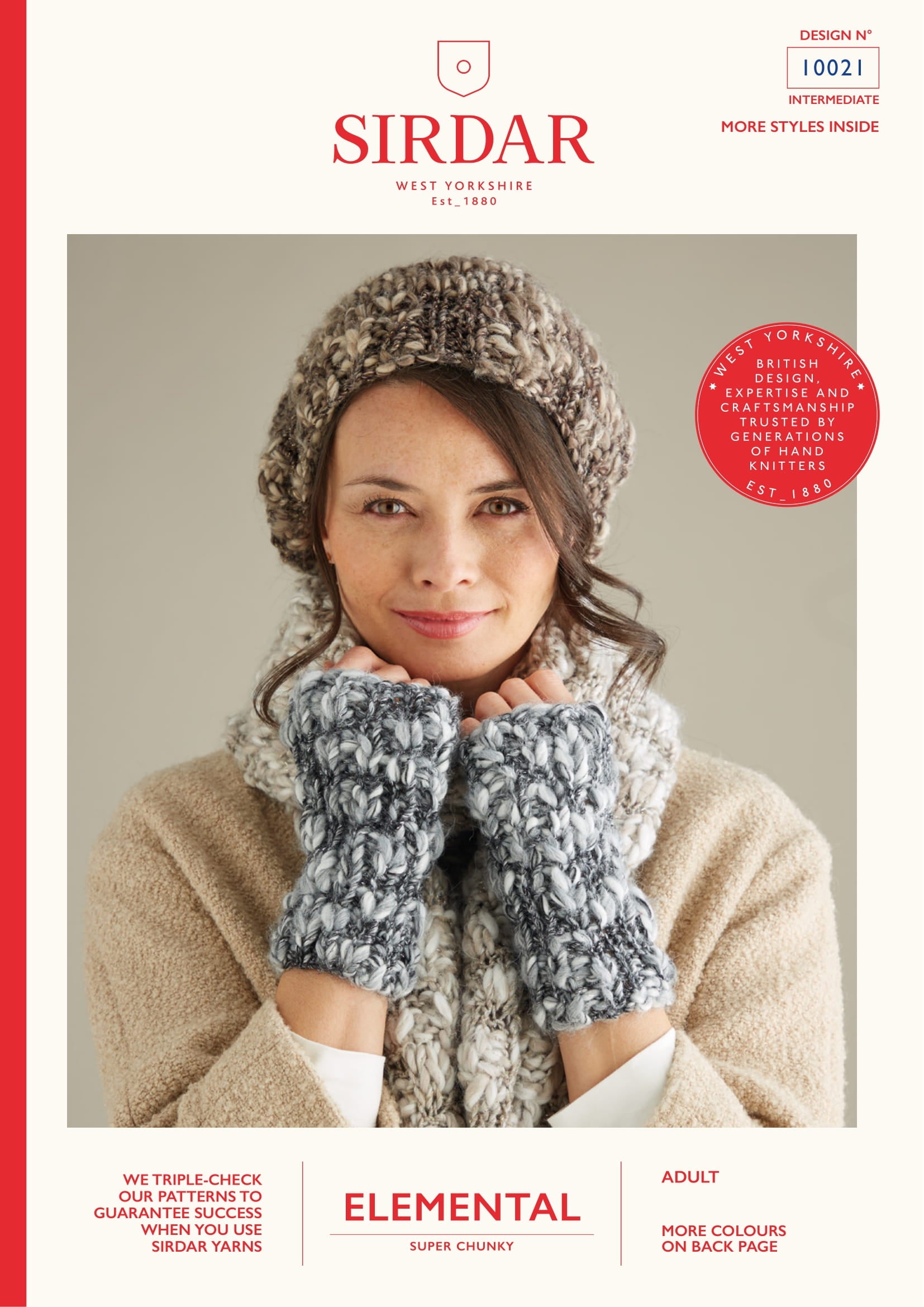Sirdar Scarf, Hat and Fingerless Mitts Knitting Pattern