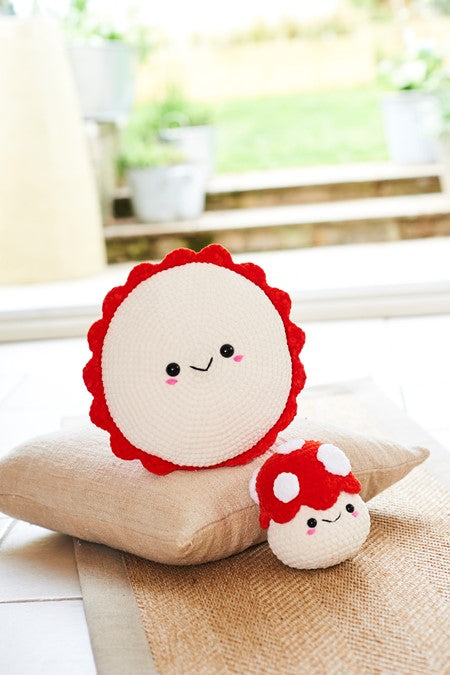 Toadstool Plushie and Cushion in Stylecraft Chenille Chunky - 10244
