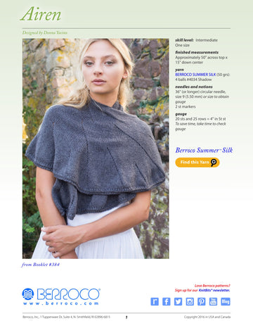 Berroco Airen Wrap Knitting Pattern