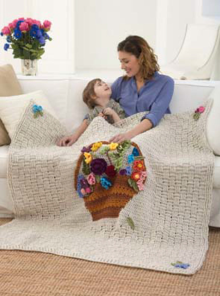 Flower Basket Afghan Blanket Crochet Pattern