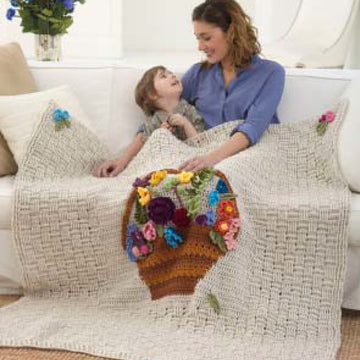 Flower Basket Afghan Blanket Crochet Pattern