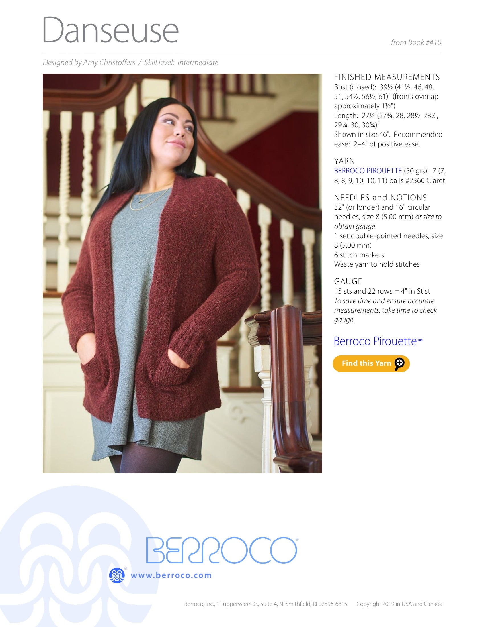 Berroco Danseuse Cardigan Knitting Pattern