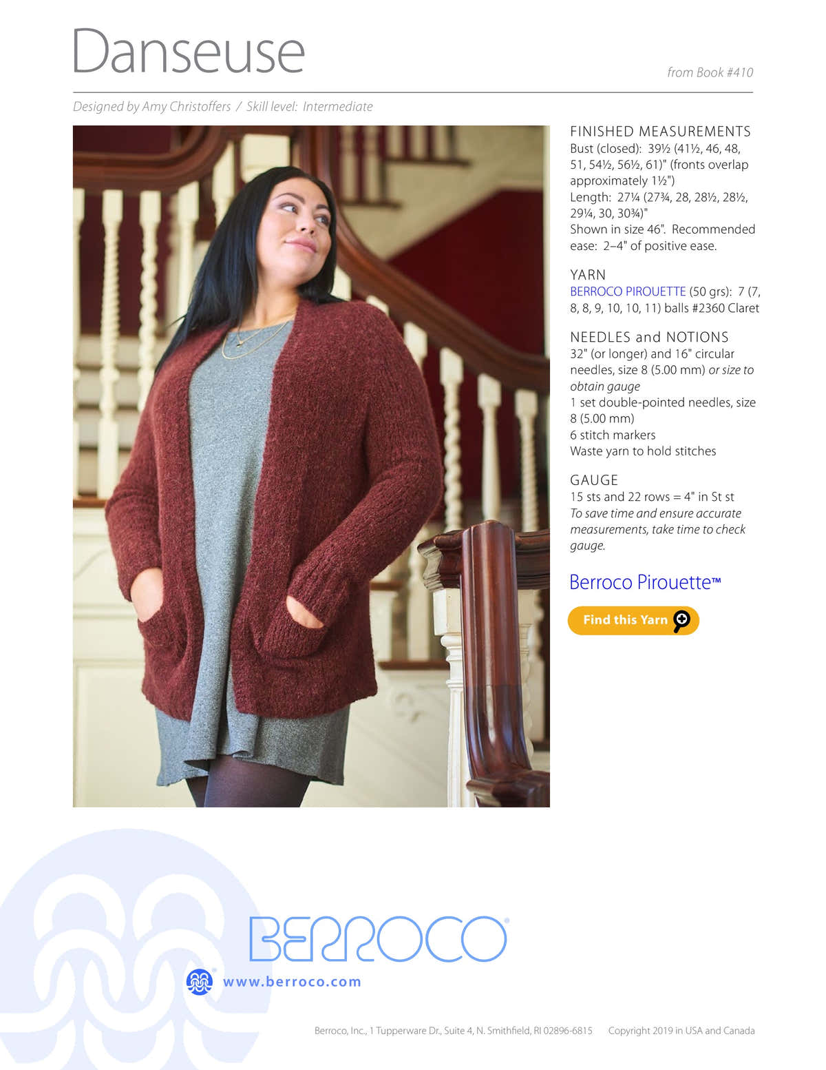Berroco Danseuse Cardigan Knitting Pattern