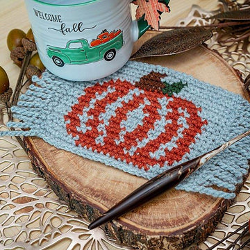 Pumpkin Mug Rug Crochet Coaster