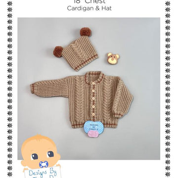 Martin Baby Cardigan  and Hat knitting pattern 18 inch chest size