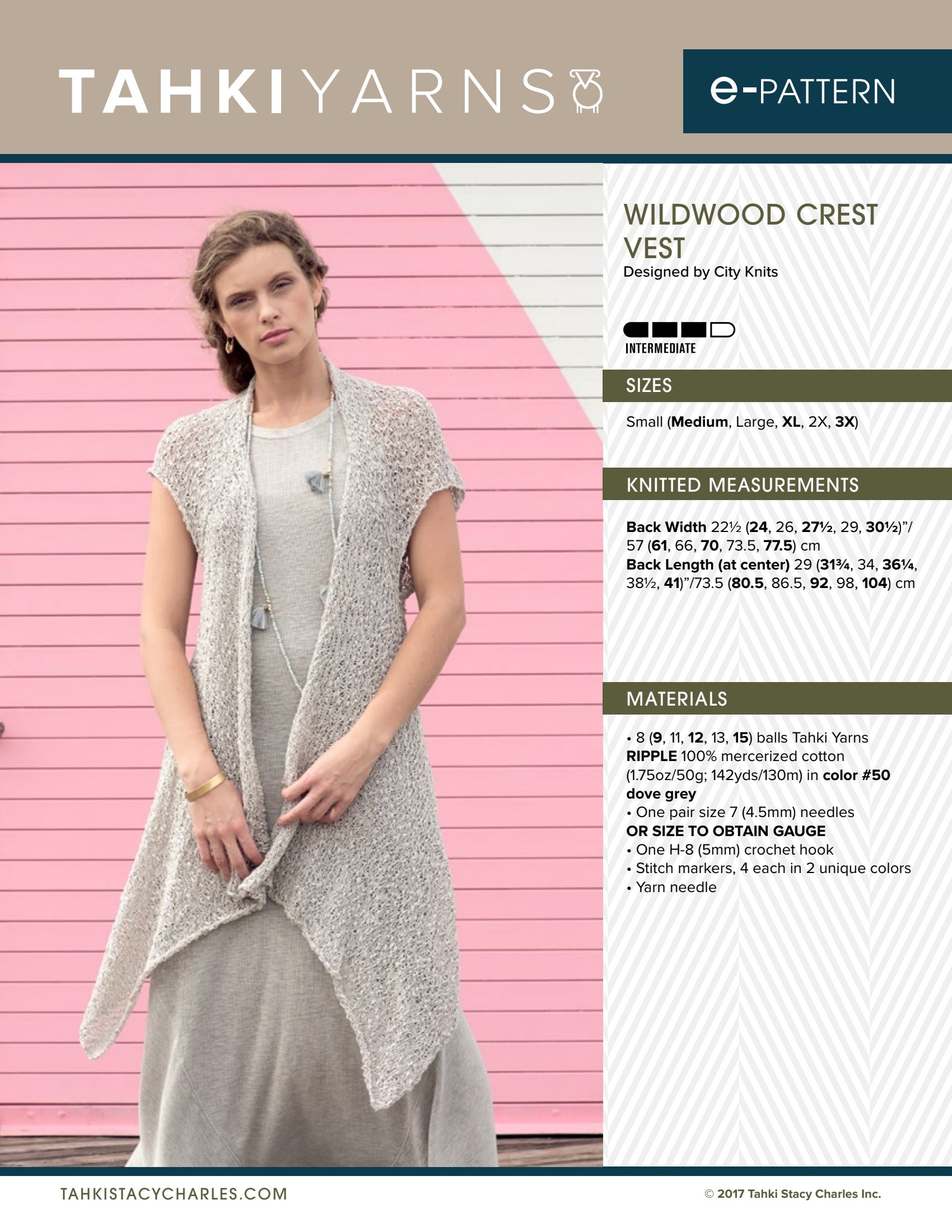 Tahki Yarns Wildwood Crest Vest Knitting Pattern