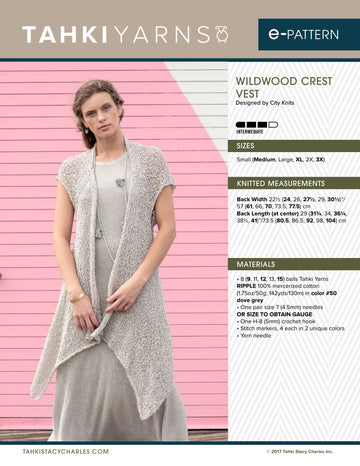 Tahki Yarns Wildwood Crest Vest Knitting Pattern
