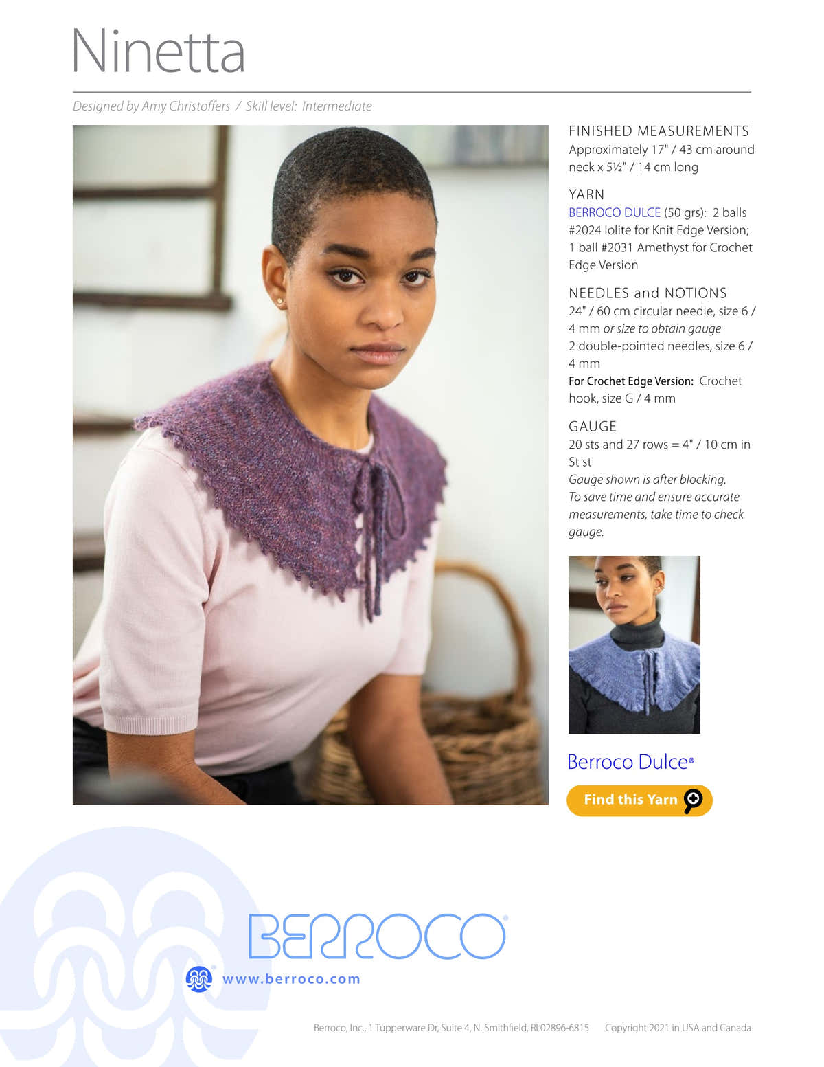 Berroco Ninetta Accessory Crochet Pattern
