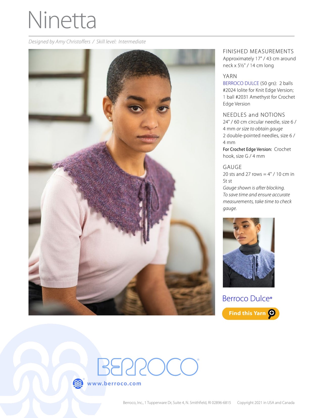 Berroco Ninetta Accessory Crochet Pattern