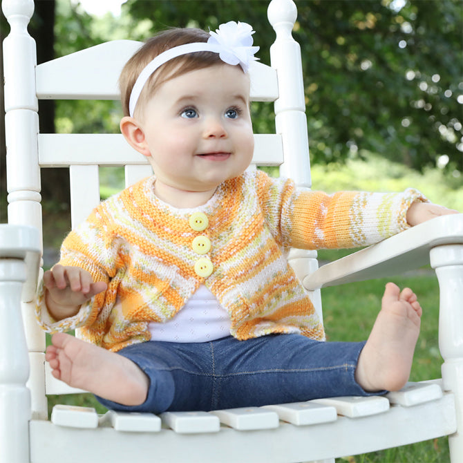 Plymouth Yarn Baby's Garter Yoke Cardigan Knitting Pattern