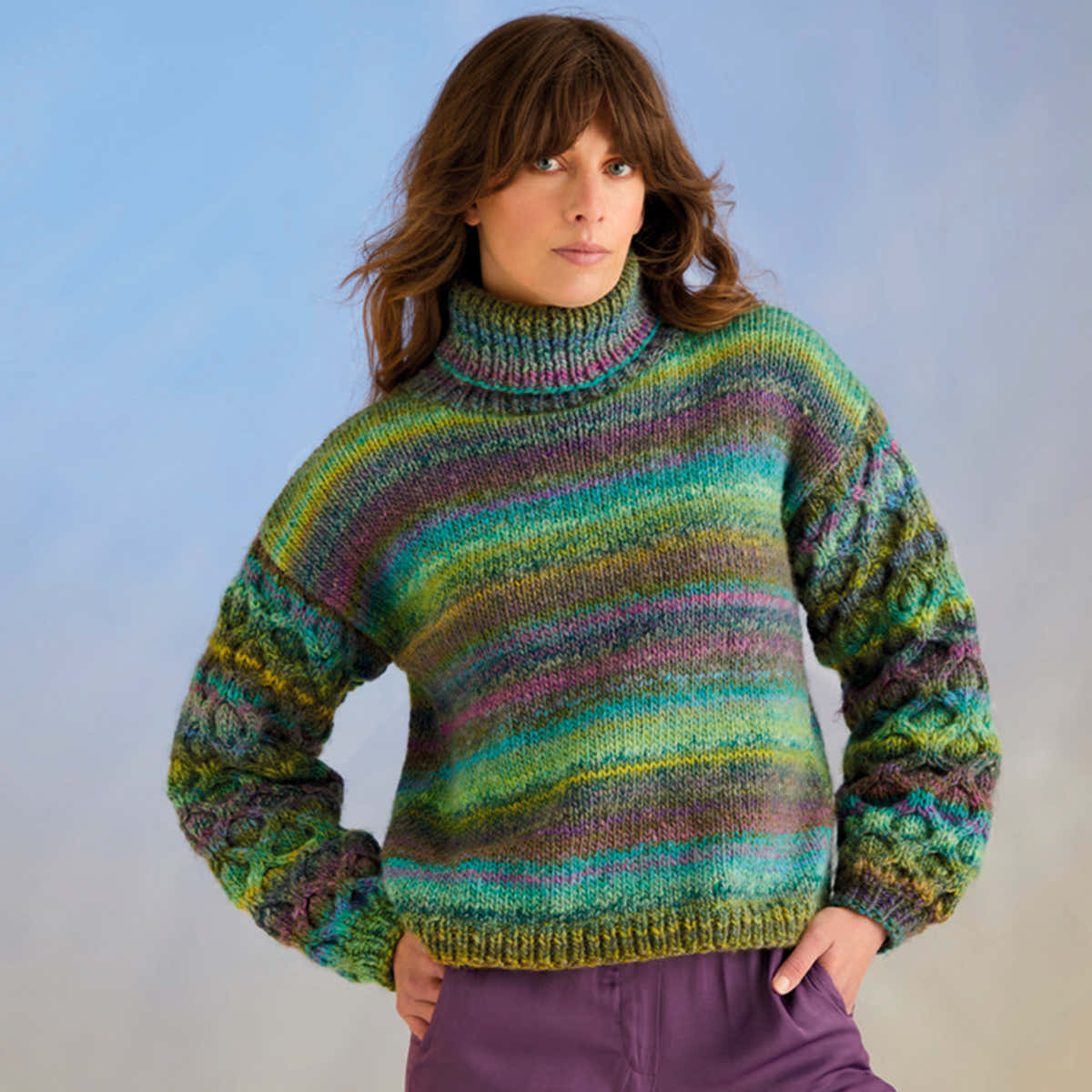 Sirdar Kelp Sleeve Sweater & Scarf Knitting Pattern