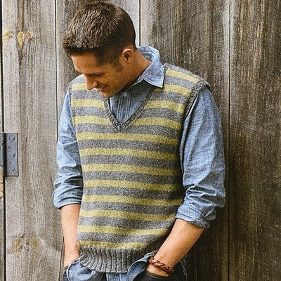 Blue Sky Fibers Men's Striped Vest Knitting Pattern