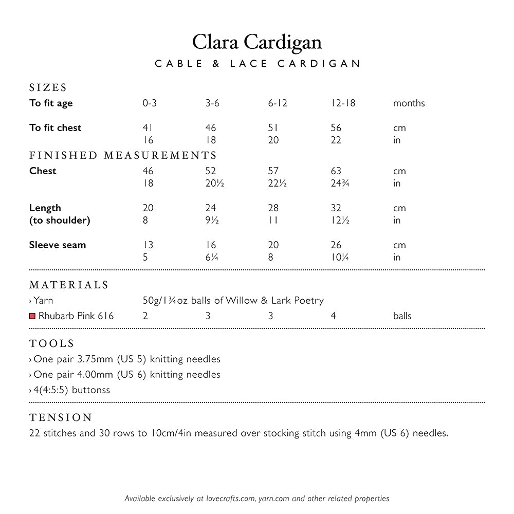 Willow & Lark Clara Cardigan Knitting Pattern