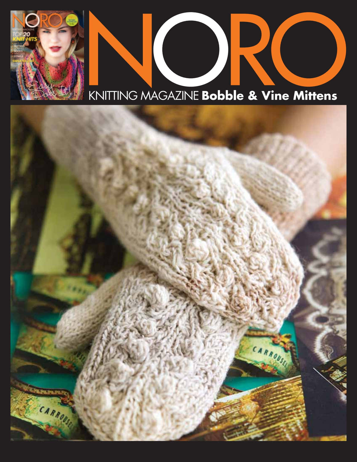 Noro Bobble and Vine Mittens Knitting Pattern
