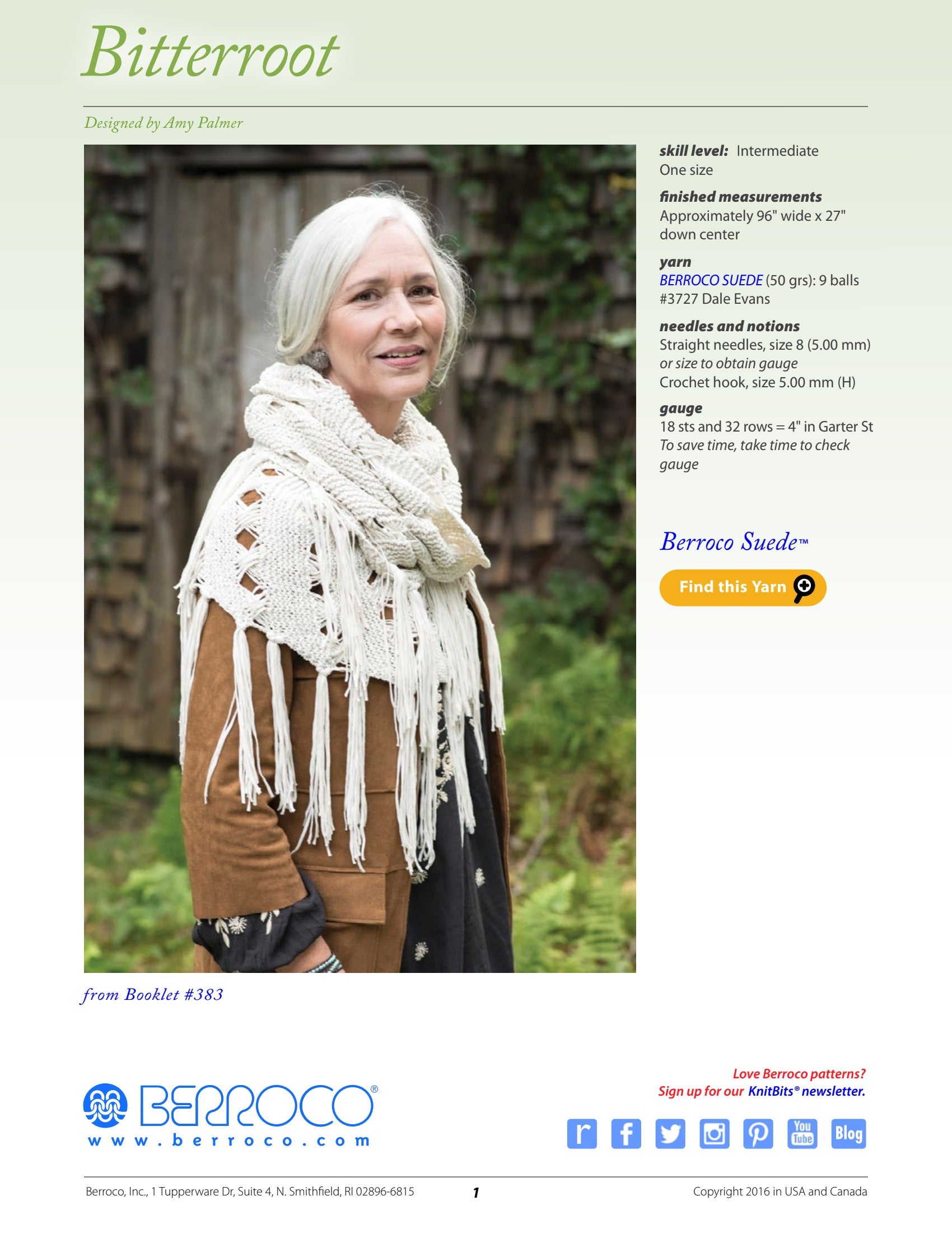 Berroco Bitterroot Wrap Knitting Pattern