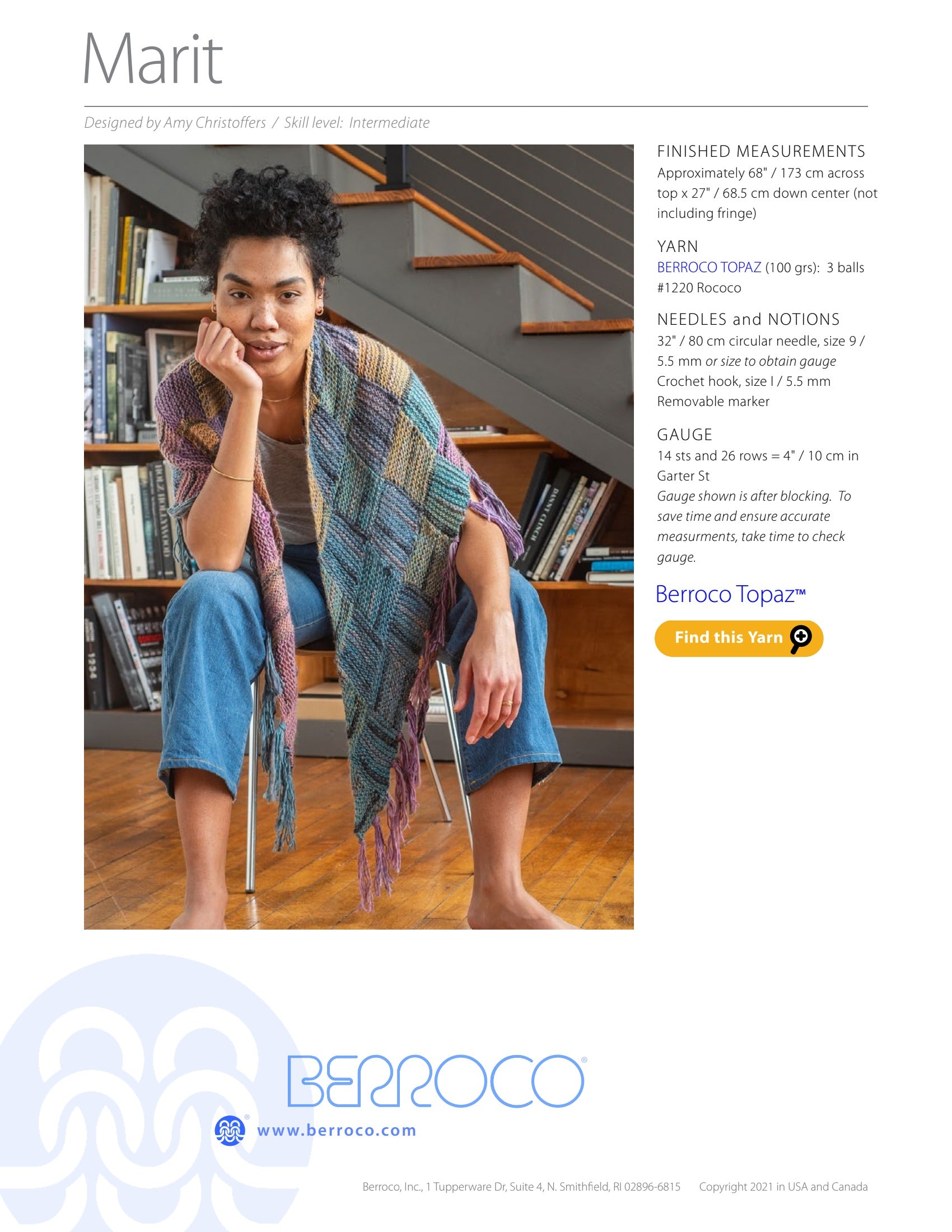 Berroco Marit Wrap Knitting Pattern