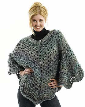 Poncho de Punto de Borde Festoneado - Regreso a Casa in Lion Brand Homespun PDF