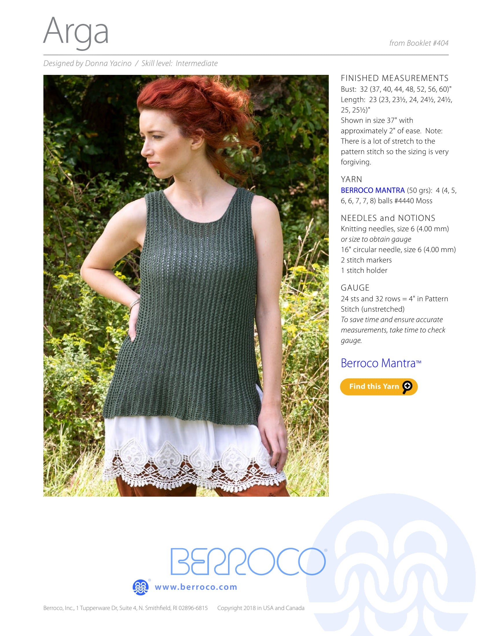 Berroco Arga Jumper Knitting Pattern