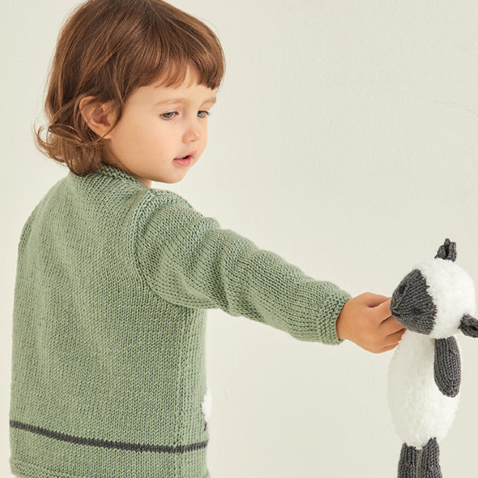 Sirdar Baby Cardigan with Sheep Motif Knitting Pattern