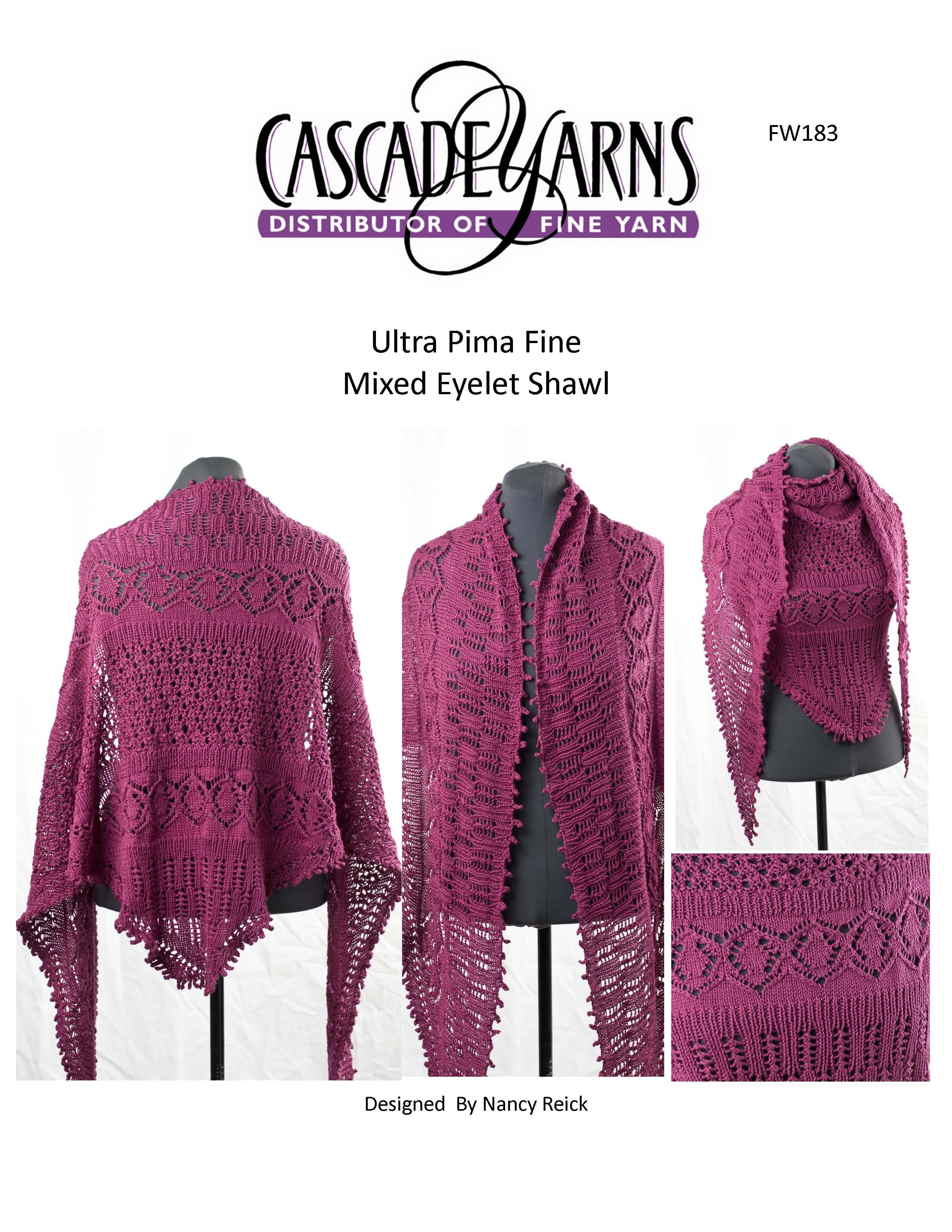 Cascade Yarns Ultra Pima Fine Mixed Eyelet Shawl Knitting