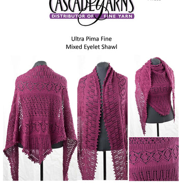Cascade Yarns Ultra Pima Fine Mixed Eyelet Shawl Knitting