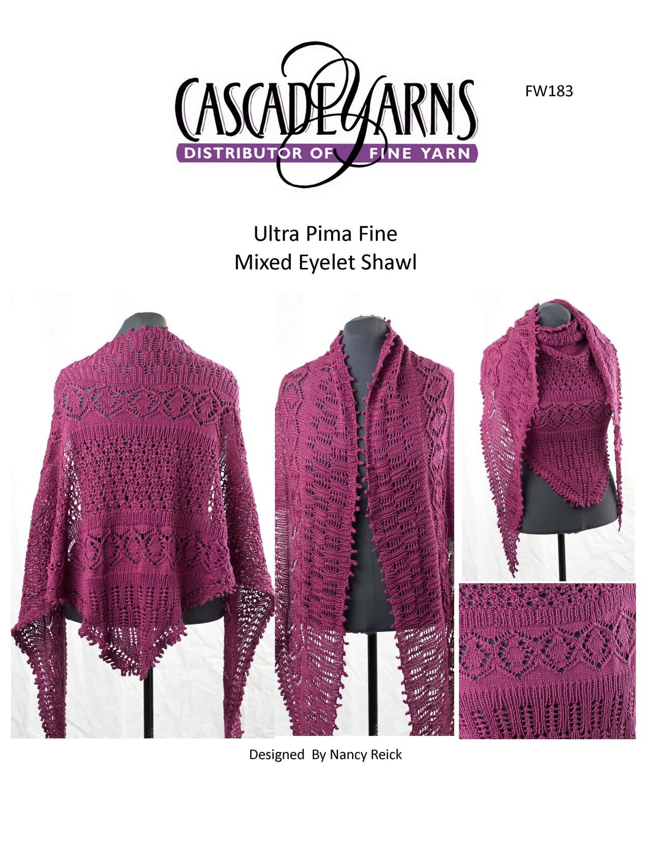 Cascade Yarns Ultra Pima Fine Mixed Eyelet Shawl Knitting