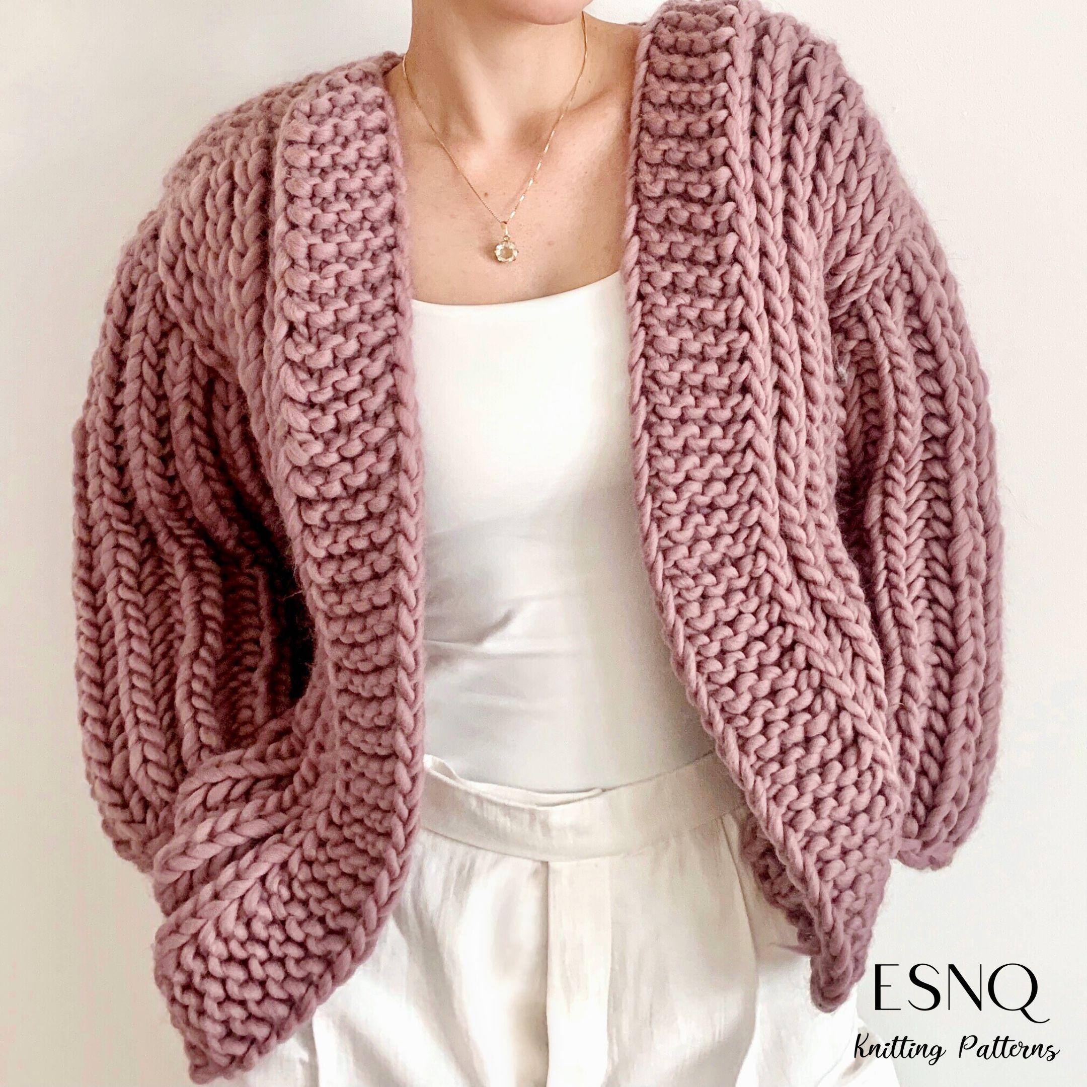 Serene chunky cardigan in English rib stitch