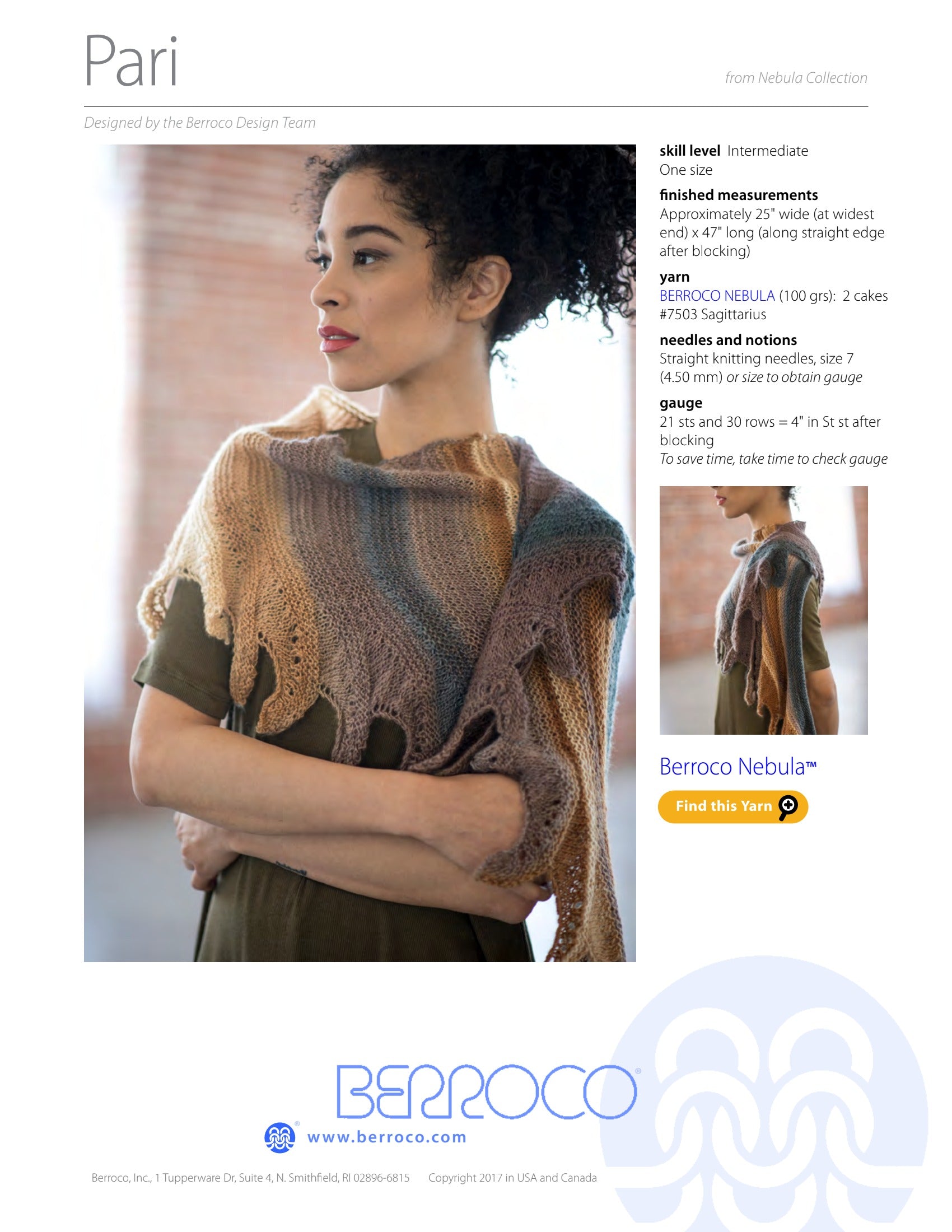 Berroco Pari Wrap Knitting Pattern