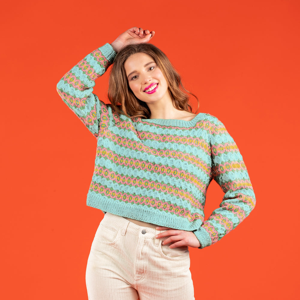 Paintbox Yarns Diamond Fairisle Sweater Knitting Pattern