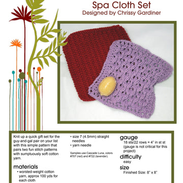 Gardiner Yarn Works Spa Cloth Set Homeware Knitting Pattern