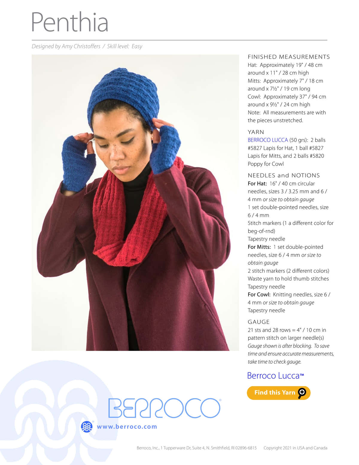 Berroco Penthia Cowl Knitting Pattern