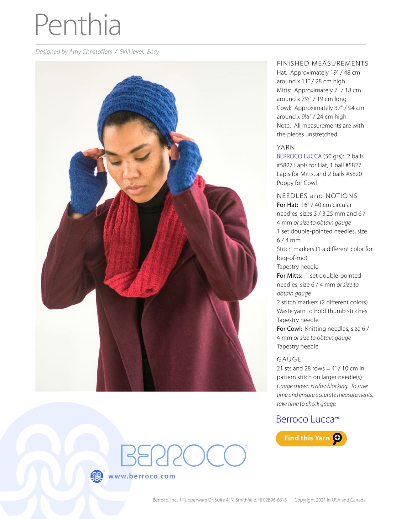 Berroco Penthia Cowl Knitting Pattern