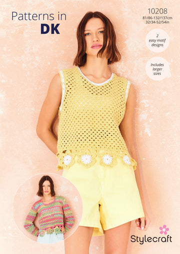 Crochet Flower Motif Top & Sweater in Stylecraft Cotton Twist & Colour Burst DK PDF