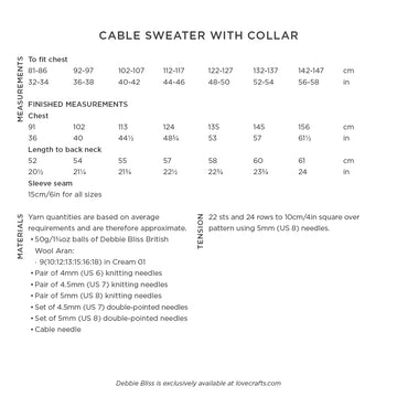 Debbie Bliss Cable Sweater With Collar