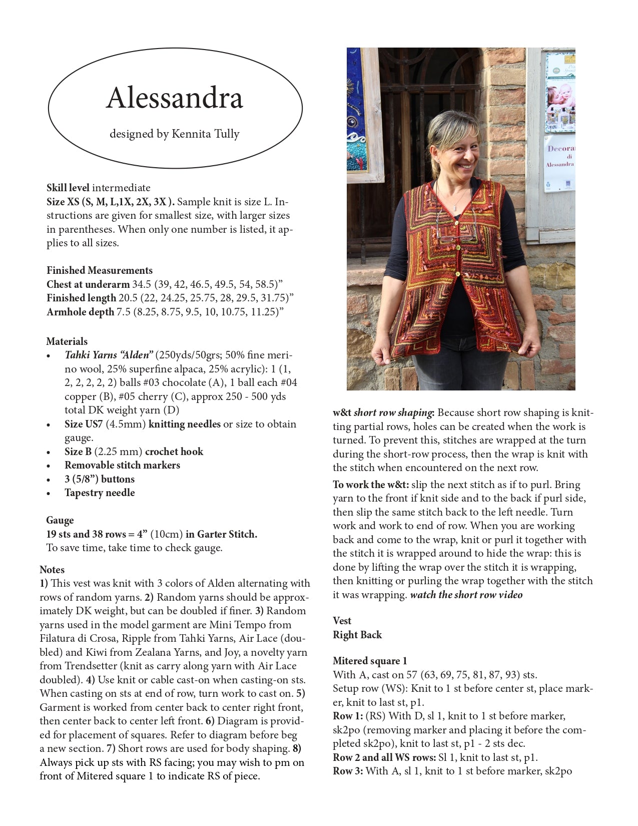 Wildflowerknits Alessandra Vest Knitting Pattern