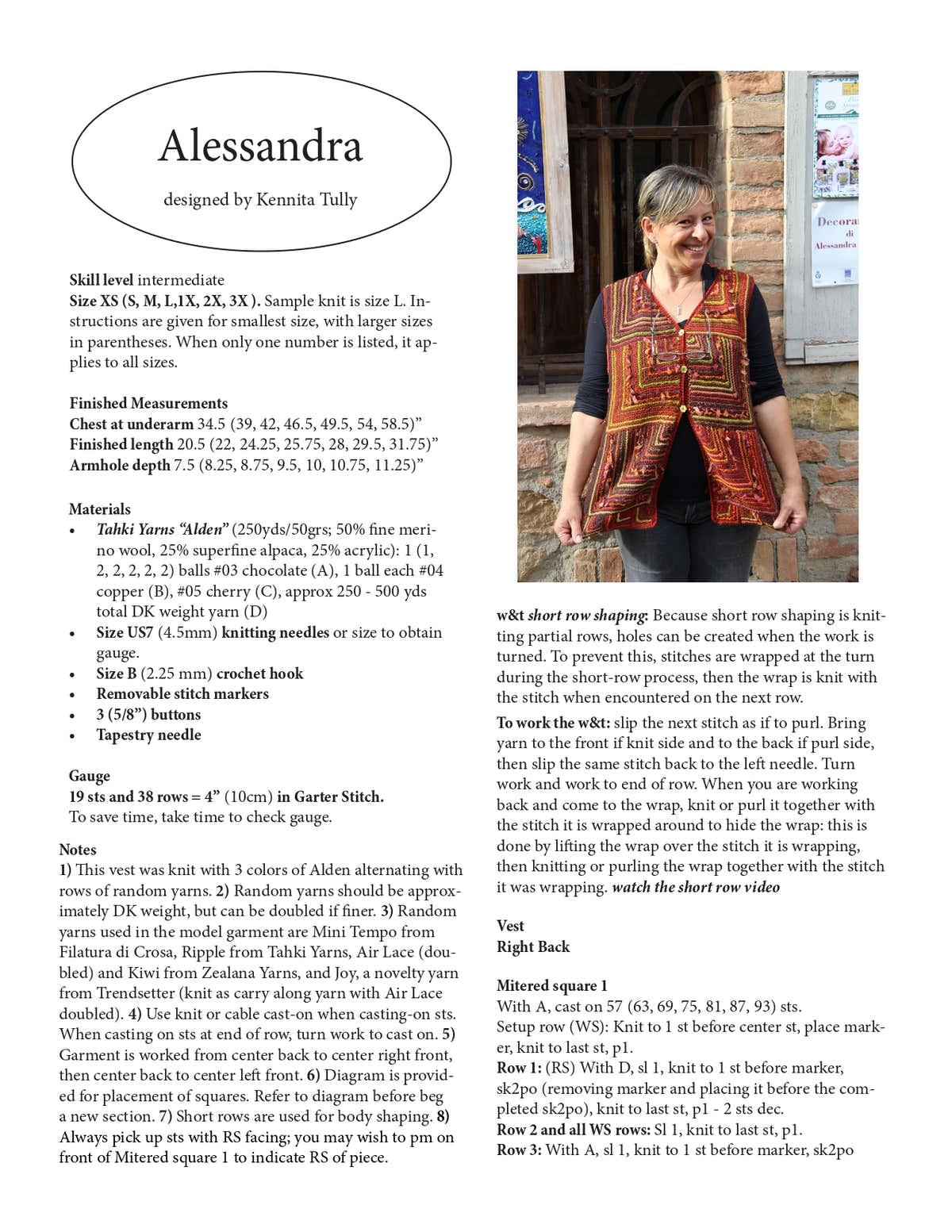 Wildflowerknits Alessandra Vest Knitting Pattern