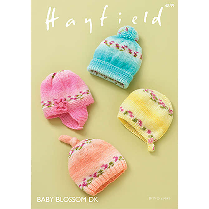 Hayfield 4839 Baby Hats Knitting Pattern