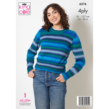 Sweater and Slipover in King Cole Rebel 4Ply - 6276 - Leaflet