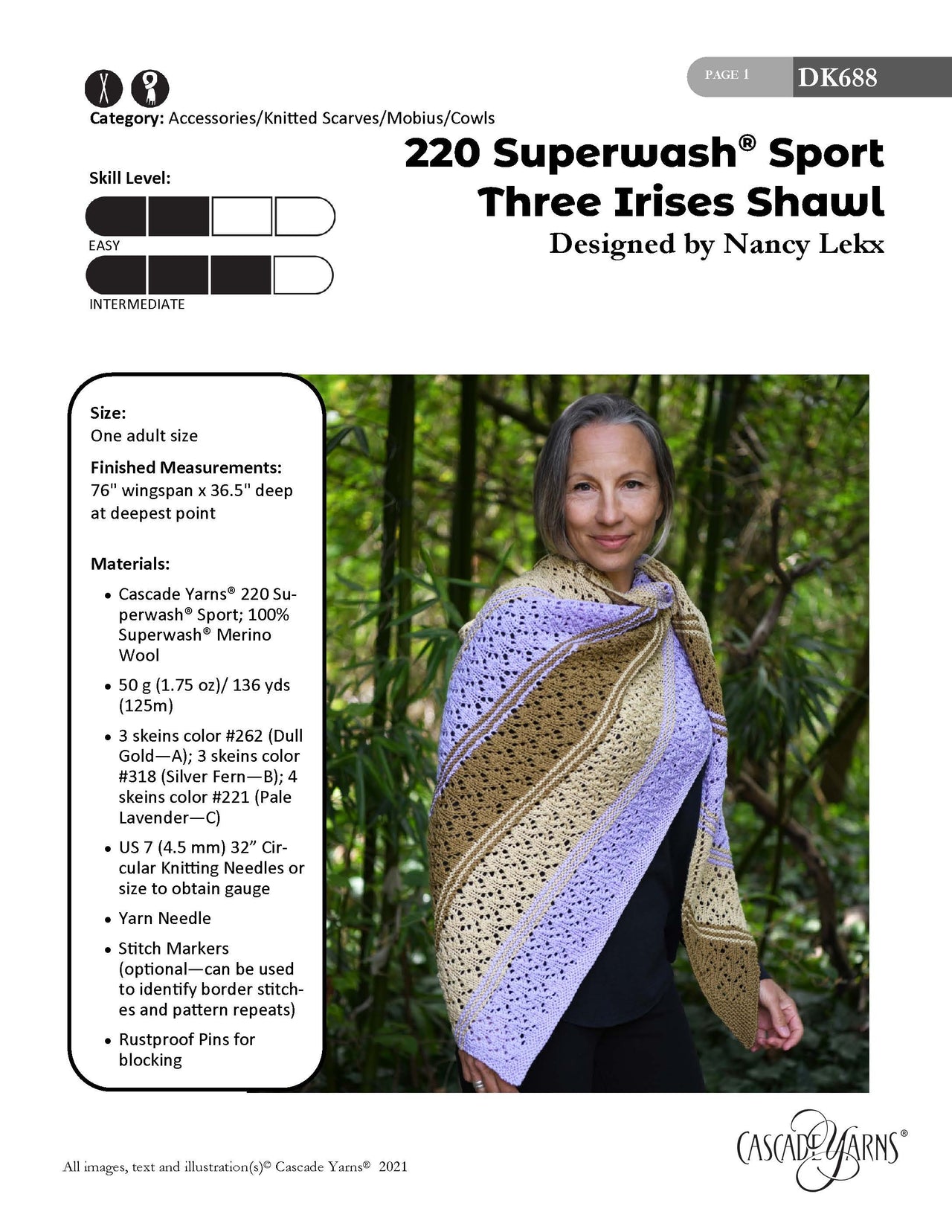 Cascade Yarns DK688 Three Irises Shawl (Free)