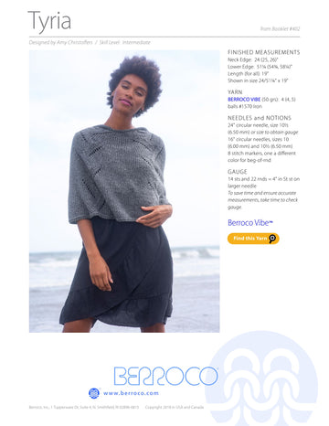 Berroco Tyria Cape Knitting Pattern