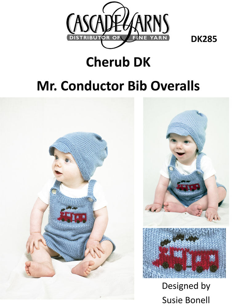 Cascade Yarns DK Mr. Conductor Bib Overalls Knitting Pattern