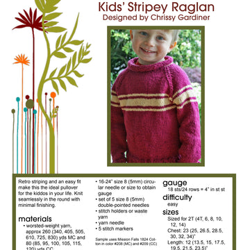 Gardiner Yarn Works Kids' Stripey Raglan Knitting Pattern