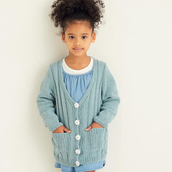 Sirdar Child's V-Neck Cardigan Knitting Pattern