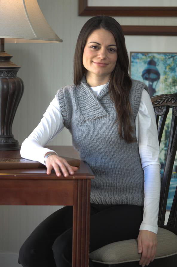 Women's Shawl Collar Vest Slipover Knitting Pattern