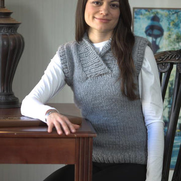Women's Shawl Collar Vest Slipover Knitting Pattern