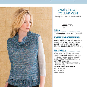 Stacy Charles Fine Yarns Anais Cowl-Collar Vest Knitting