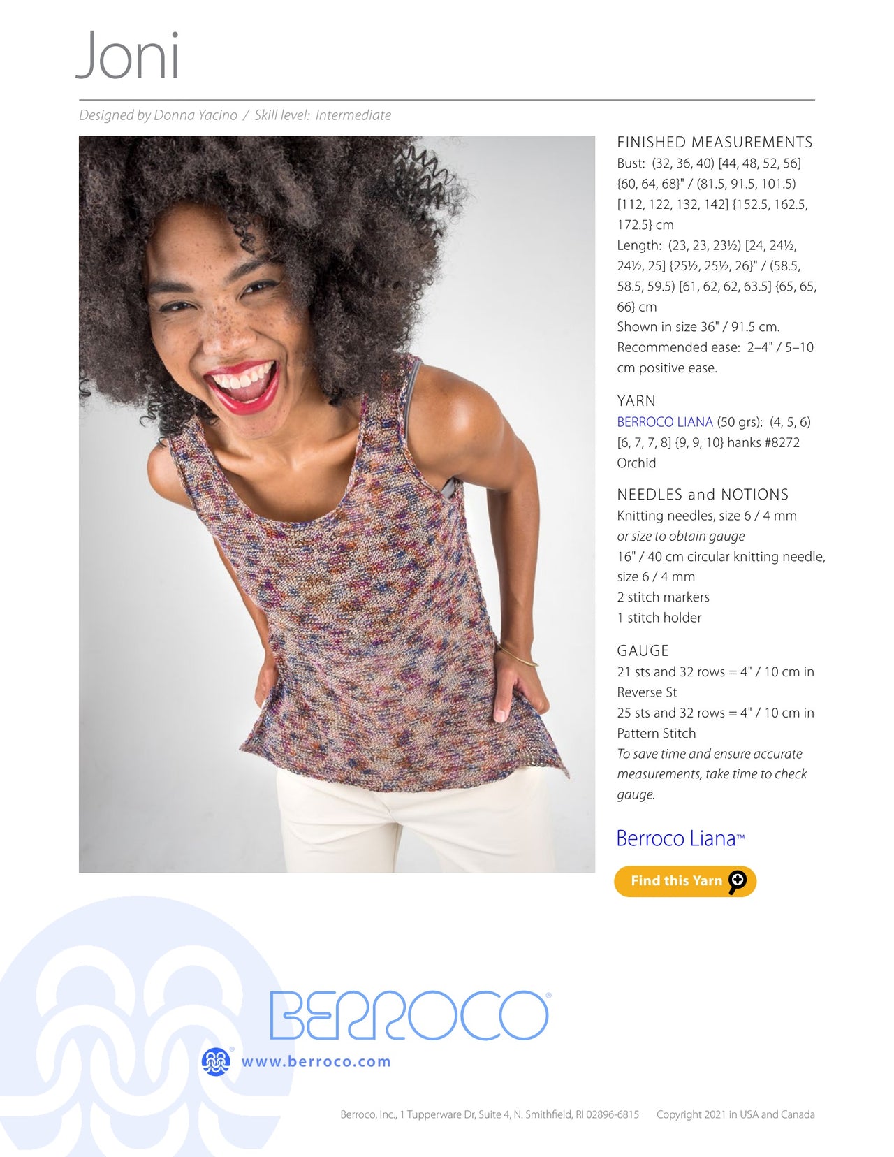 Berroco Joni Jumper Knitting Pattern