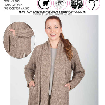 Trendsetter Yarns I Icon - Boxed St. Shawl Collar & Ribbed Body Cardigan